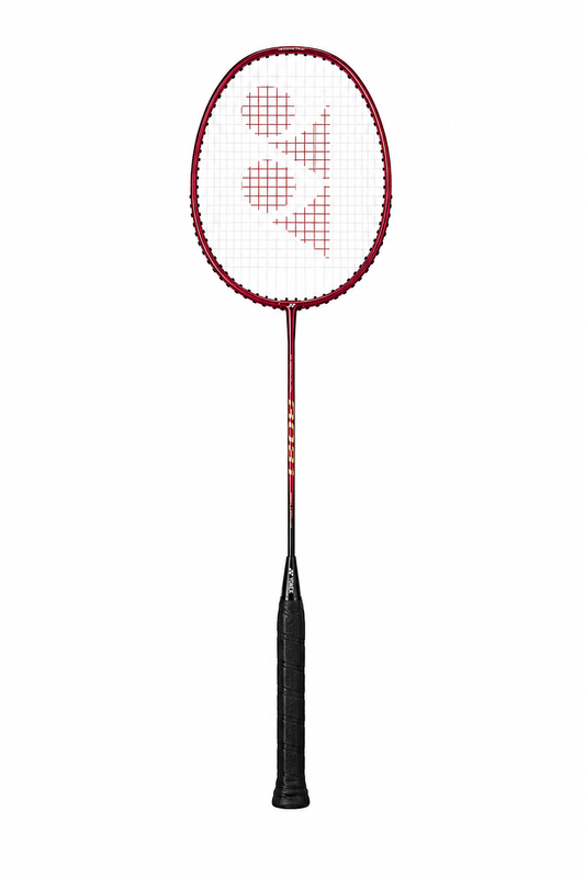 Yonex GR 303i single badminton racket — Deep Red colourway, aluminium frame, full-size isometric head, pre-strung and ready to play