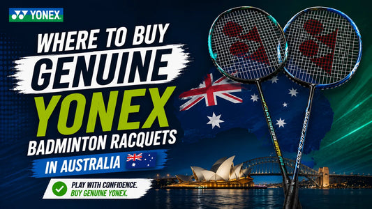 Genuine Yonex badminton racquets with Australian flag and Sydney skyline