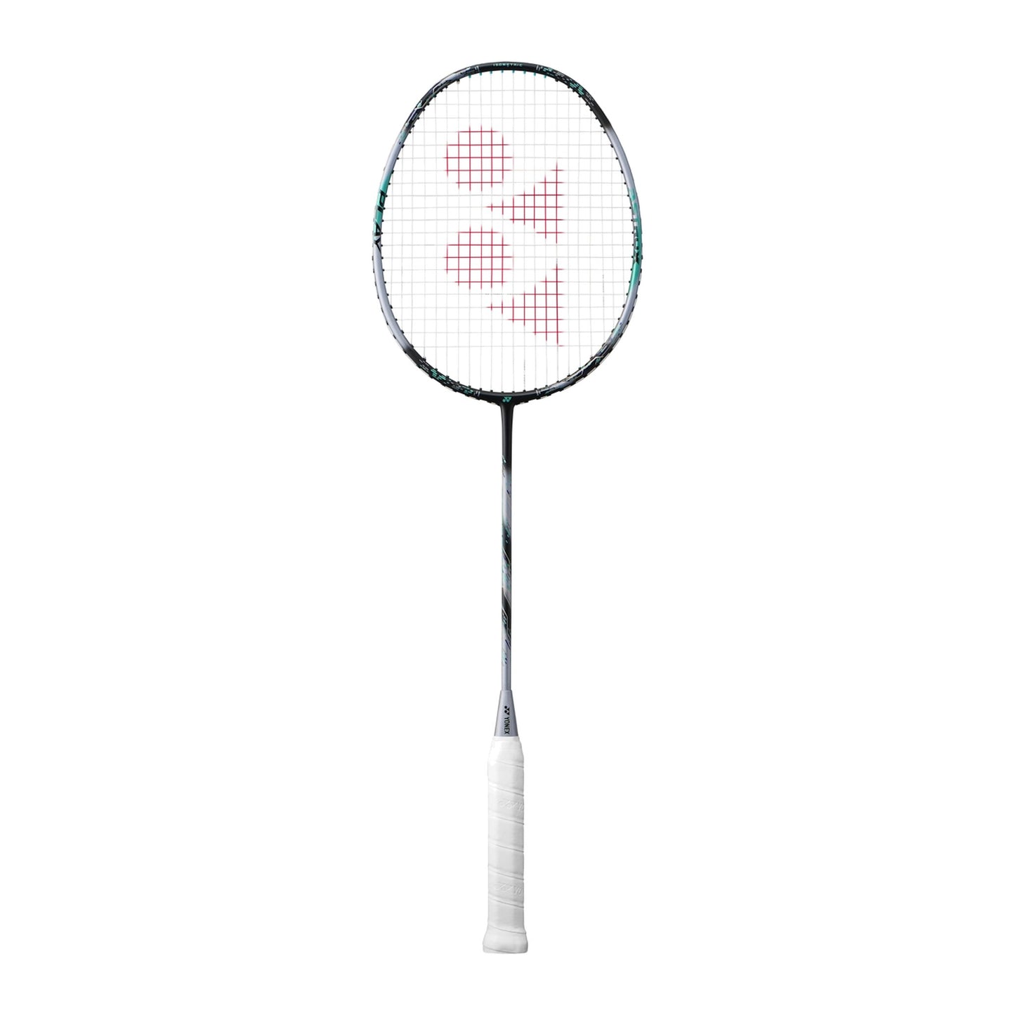 Yonex Astrox 88 Play badminton racquet in black and silver — full front view showing isometric head with teal accents, graphite frame and white grip