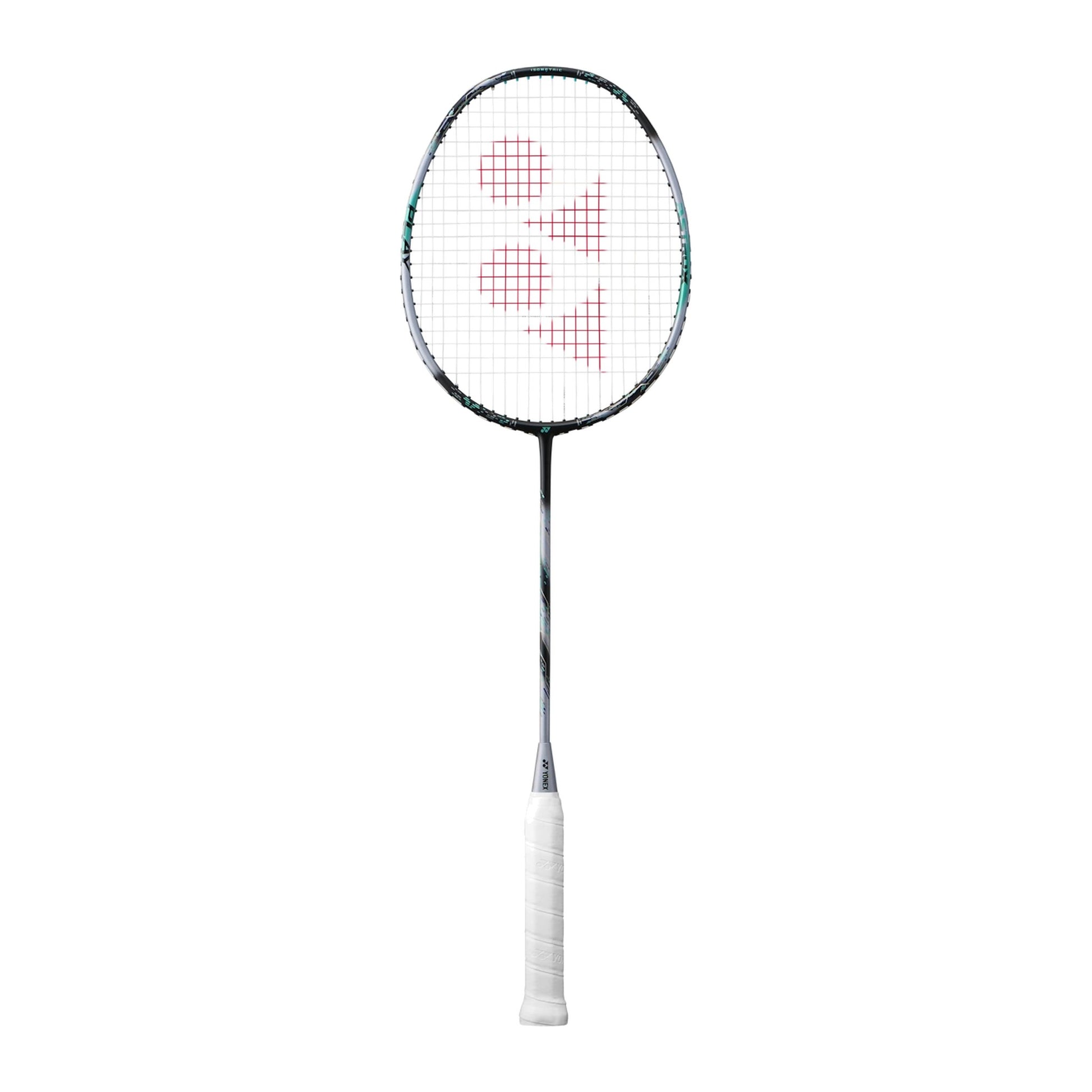 Yonex Astrox 88 Play badminton racquet in black and silver — full front view showing isometric head with teal accents, graphite frame and white grip