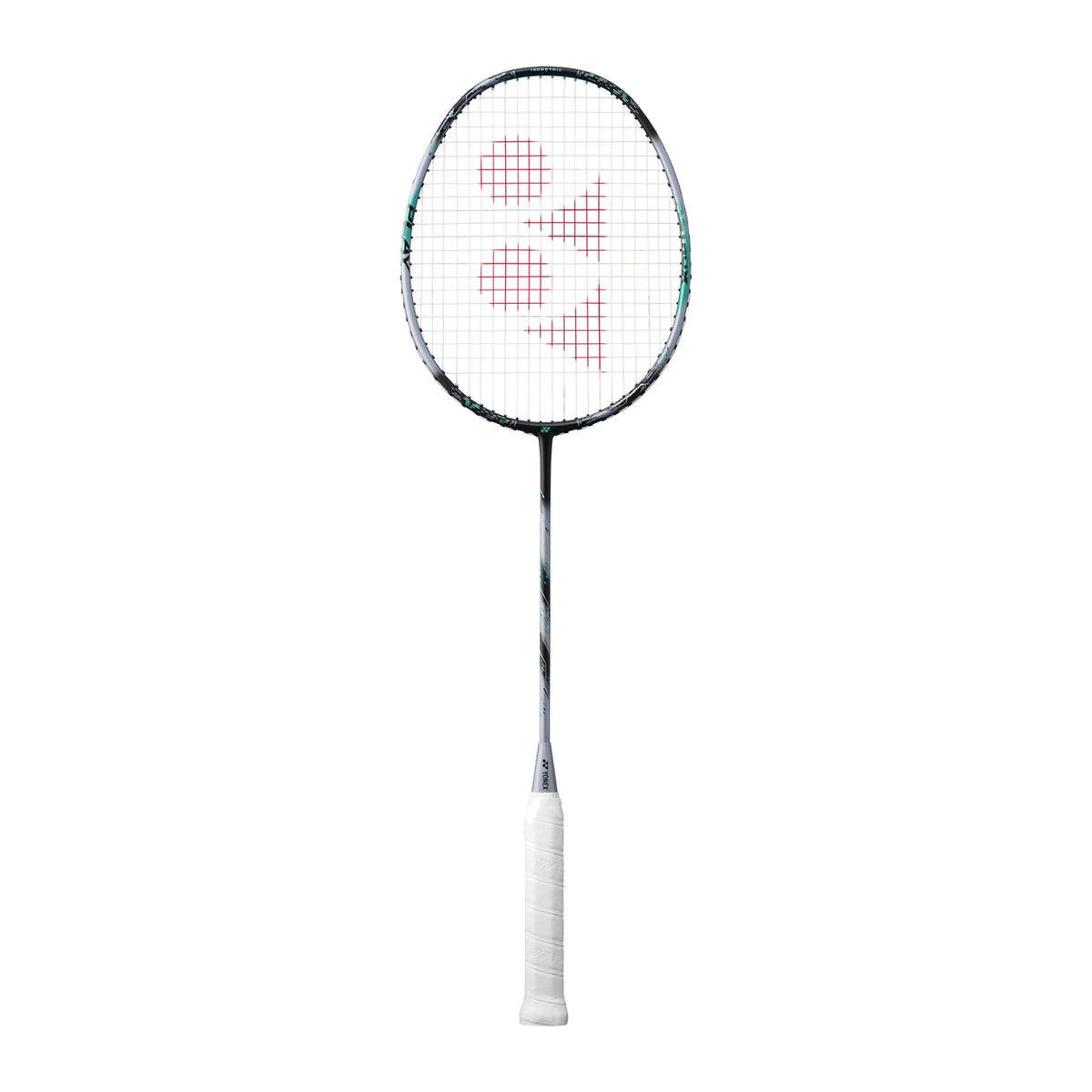 Yonex Astrox 88 Play badminton racquet in black and silver — full front view showing isometric head with teal accents, graphite frame and white grip