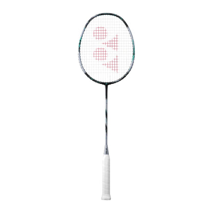 Yonex Astrox 88 Play badminton racquet in black and silver — full front view showing isometric head with teal accents, graphite frame and white grip