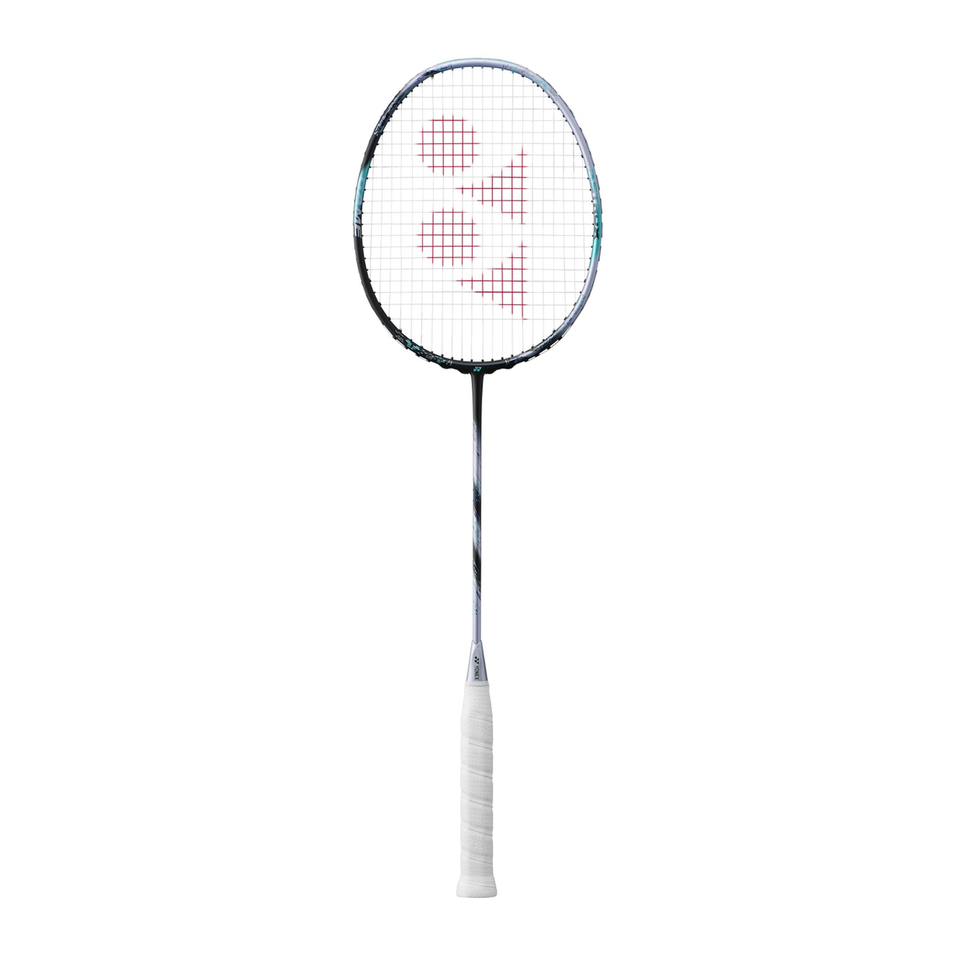 Yonex Astrox 88D Game badminton racquet in silver and black — full front view showing isometric head with teal accents, graphite frame and white grip
