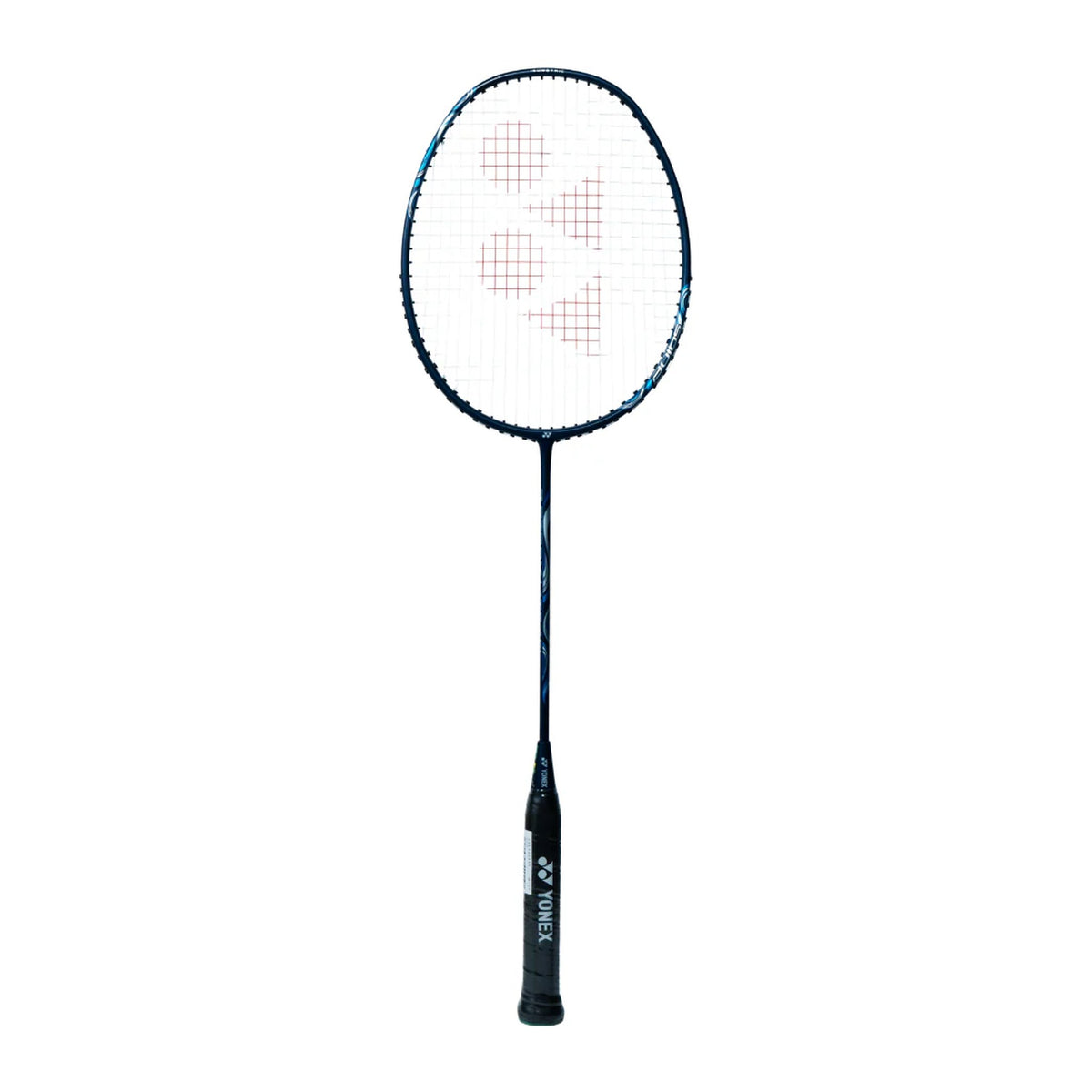 Yonex Astrox Lite 45i badminton racquet in navy blue — full front view showing isometric head, graphite frame and black grip