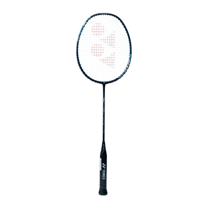 Yonex Astrox Lite 45i badminton racquet in navy blue — full front view showing isometric head, graphite frame and black grip