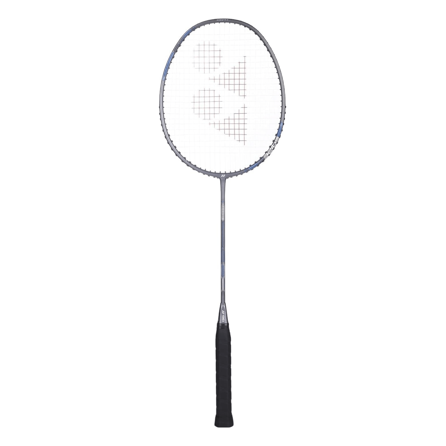 Yonex Attack 9 grey badminton racquet full view showing head frame, string bed and lightweight aerodynamic design