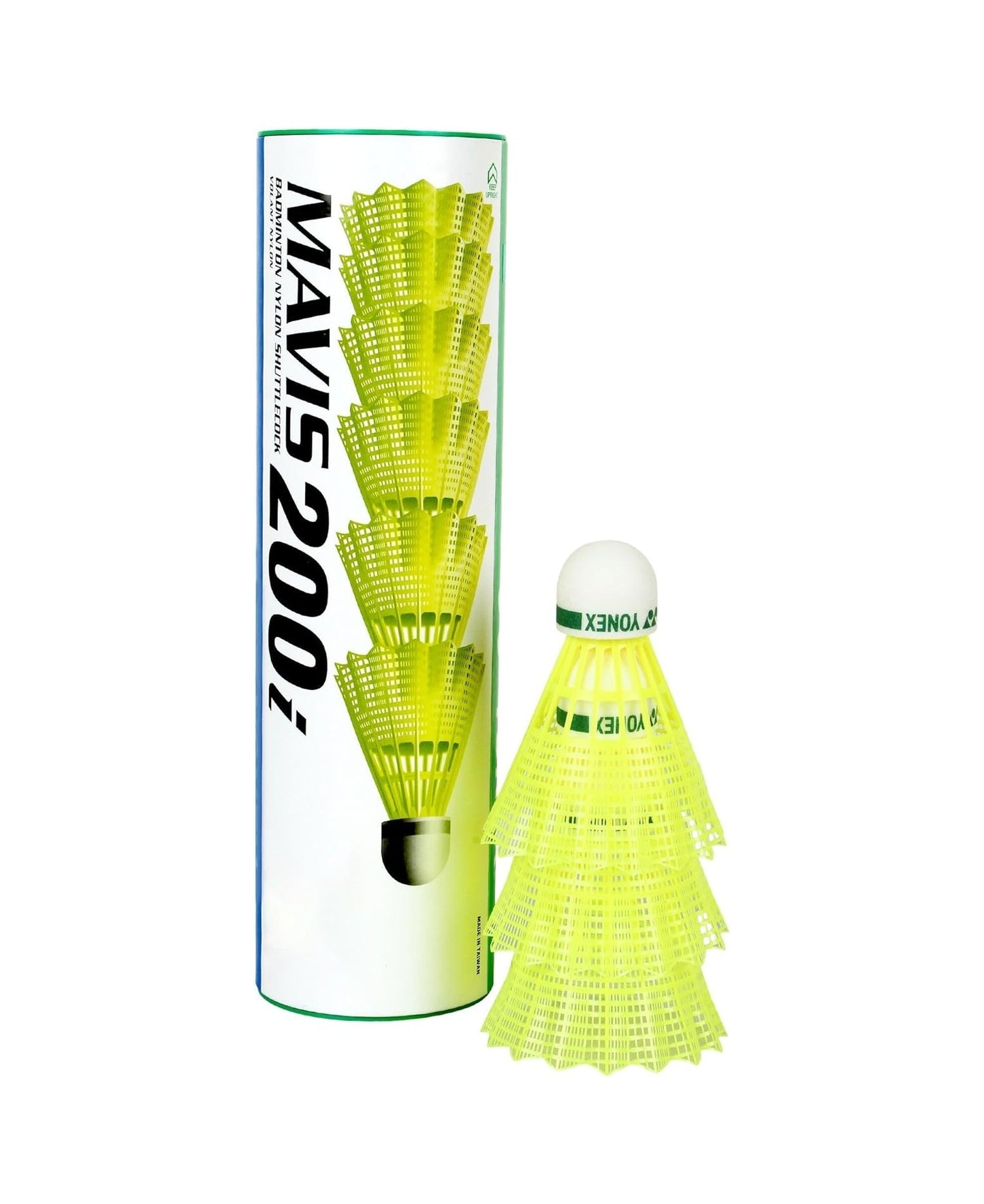 Yonex MAVIS 200i nylon shuttlecock — durable feather-feel shuttle for recreational and club badminton, sold in Australia