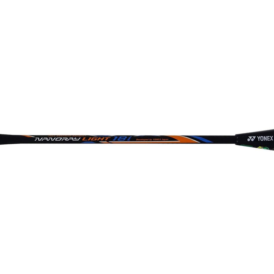 Yonex Nanoray Light 18i badminton racquet frame detail showing Nanoray series branding and durable graphite build