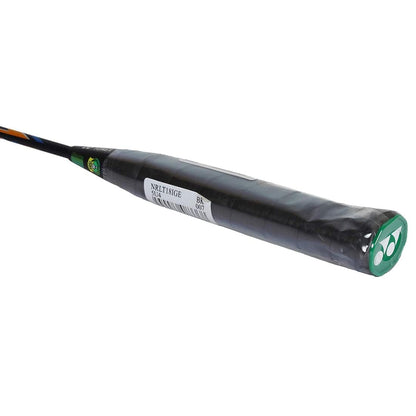 Close-up of Yonex Nanoray Light 18i badminton racquet handle with comfortable grip and lightweight construction for easy maneuverability